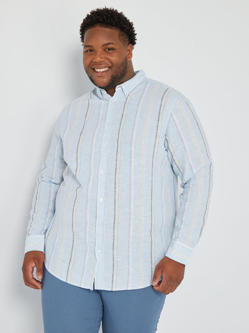 Chemise regular à manches longues Bleu - Kiabi