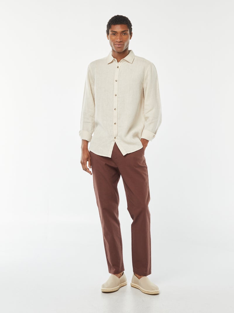 Chemise regular en lin Beige - Kiabi