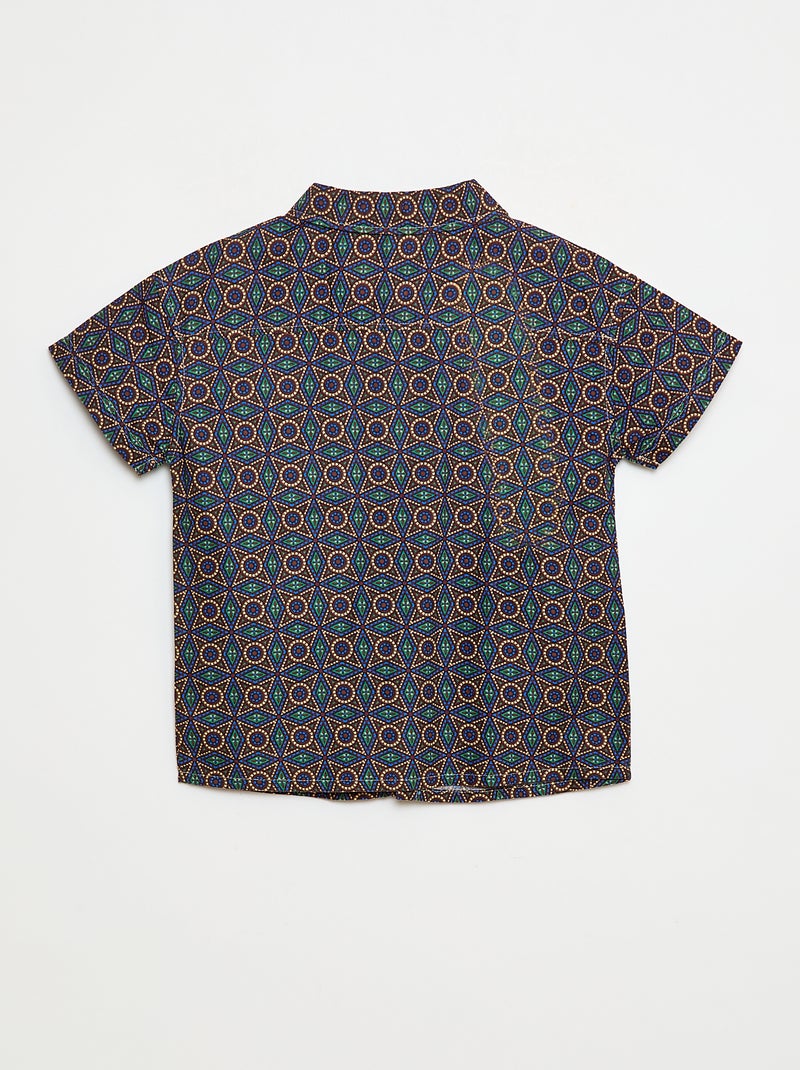 Chemise regular esprit wax en coton Marron - Kiabi