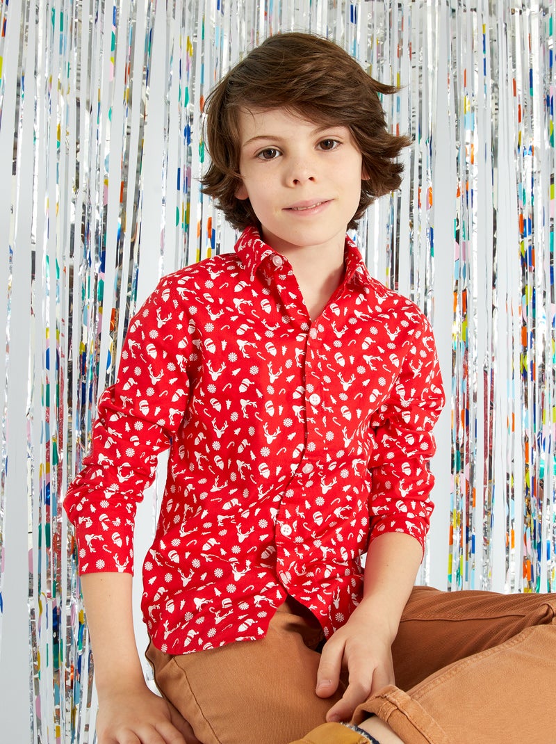 Chemise regular fit 'Noël' rouge - Kiabi
