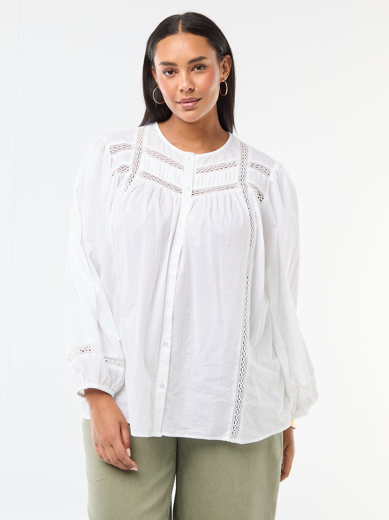 Chemise romantique en coton Blanc - Kiabi