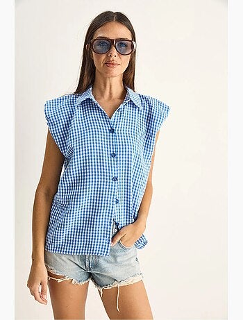 Chemise sans manches en coton à carreaux vichy lucci