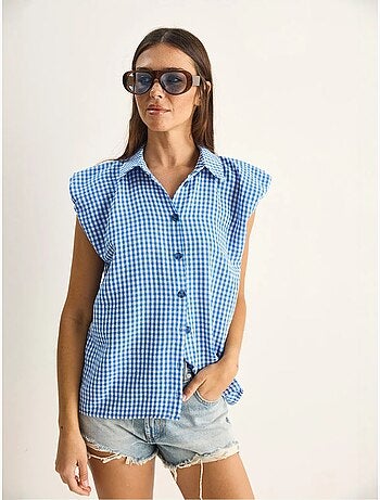 Chemise sans manches en coton à carreaux vichy lucci