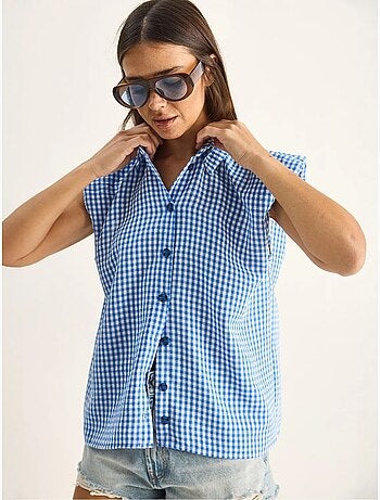 Chemise sans manches en coton à carreaux vichy lucci