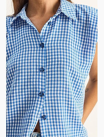 Chemise sans manches en coton à carreaux vichy lucci