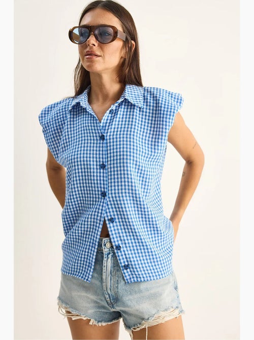Chemise sans manches en coton à carreaux vichy lucci - Kiabi Chemise sans manches en coton à carreaux vichy lucci - Kiabi