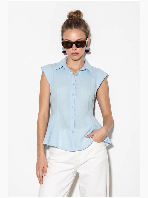 Chemise sans manches en coton, coupe ajustée lucci - Kiabi Chemise sans manches en coton, coupe ajustée lucci - Kiabi