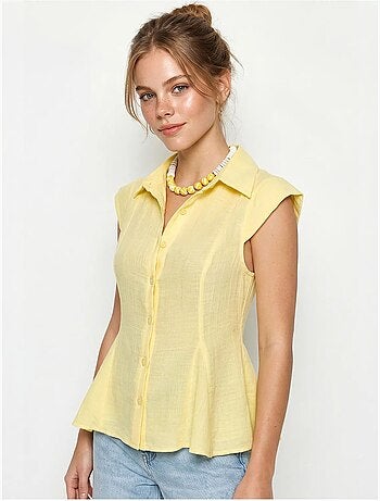 Chemise sans manches en coton, coupe ajustée lucci