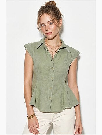 Chemise sans manches en coton, coupe ajustée lucci