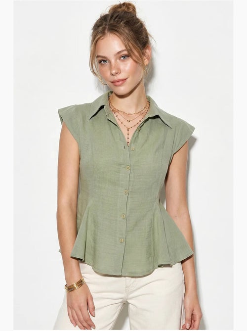 Chemise sans manches en coton, coupe ajustée lucci - Kiabi