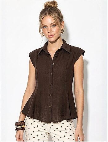Chemise sans manches en coton, coupe ajustée lucci
