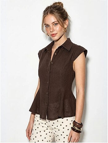 Chemise sans manches en coton, coupe ajustée lucci