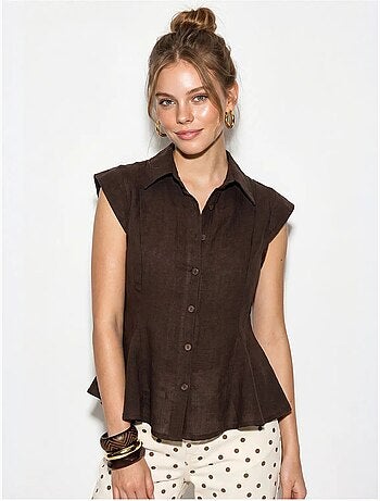 Chemise sans manches en coton, coupe ajustée lucci