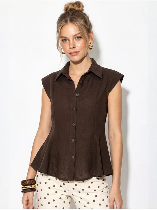 Chemise sans manches en coton, coupe ajustée lucci - Kiabi