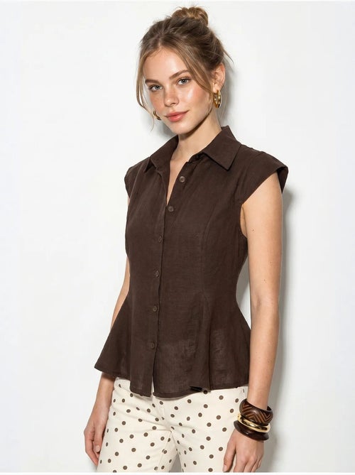 Chemise sans manches en coton, coupe ajustée lucci - Kiabi