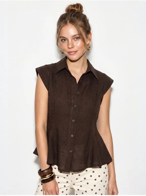 Chemise sans manches en coton, coupe ajustée lucci - Kiabi