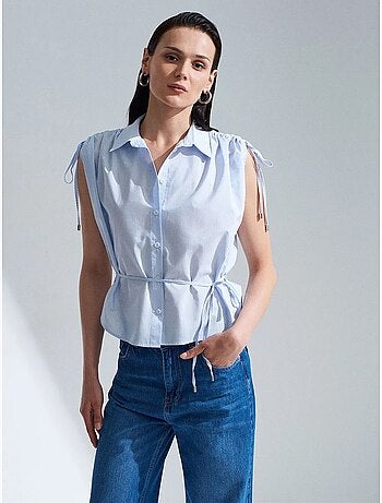 Chemise sans manches en popeline de coton rayée dilvin