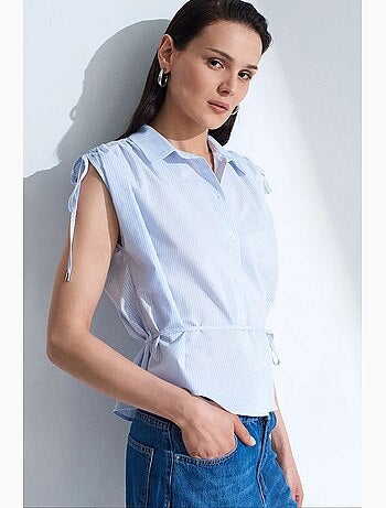 Chemise sans manches en popeline de coton rayée dilvin