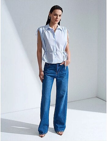 Chemise sans manches en popeline de coton rayée dilvin