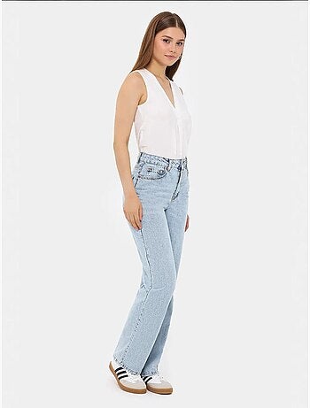 Chemise sans manches semi-transparente à col en V