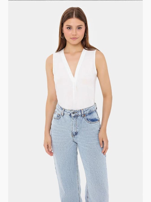 Chemise sans manches semi-transparente à col en v hiccup - Kiabi