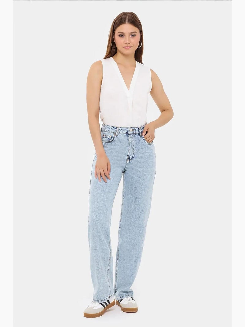 Chemise sans manches semi-transparente à col en v hiccup Blanc - Kiabi