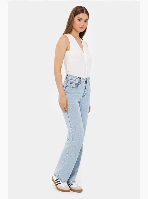 Chemise sans manches semi-transparente à col en v hiccup - Kiabi