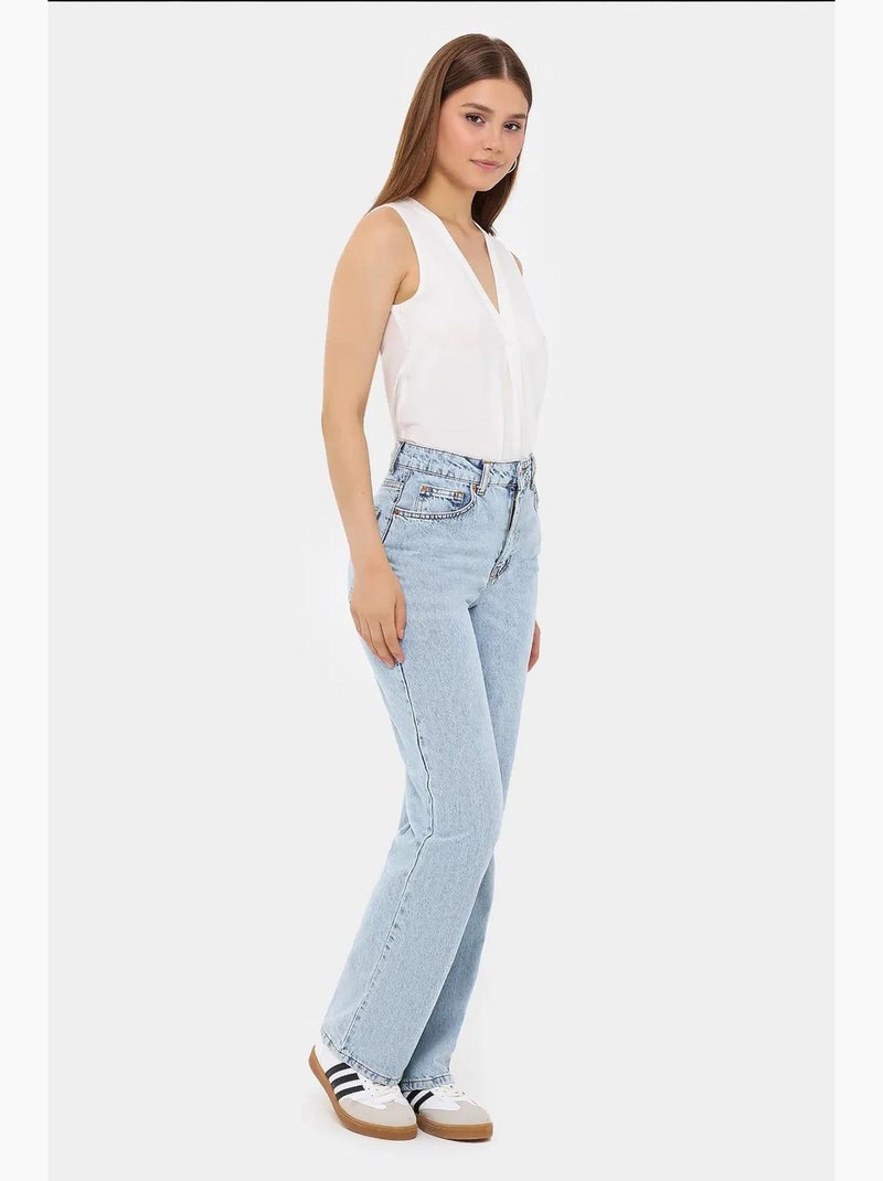 Chemise sans manches semi-transparente à col en v hiccup Blanc - Kiabi
