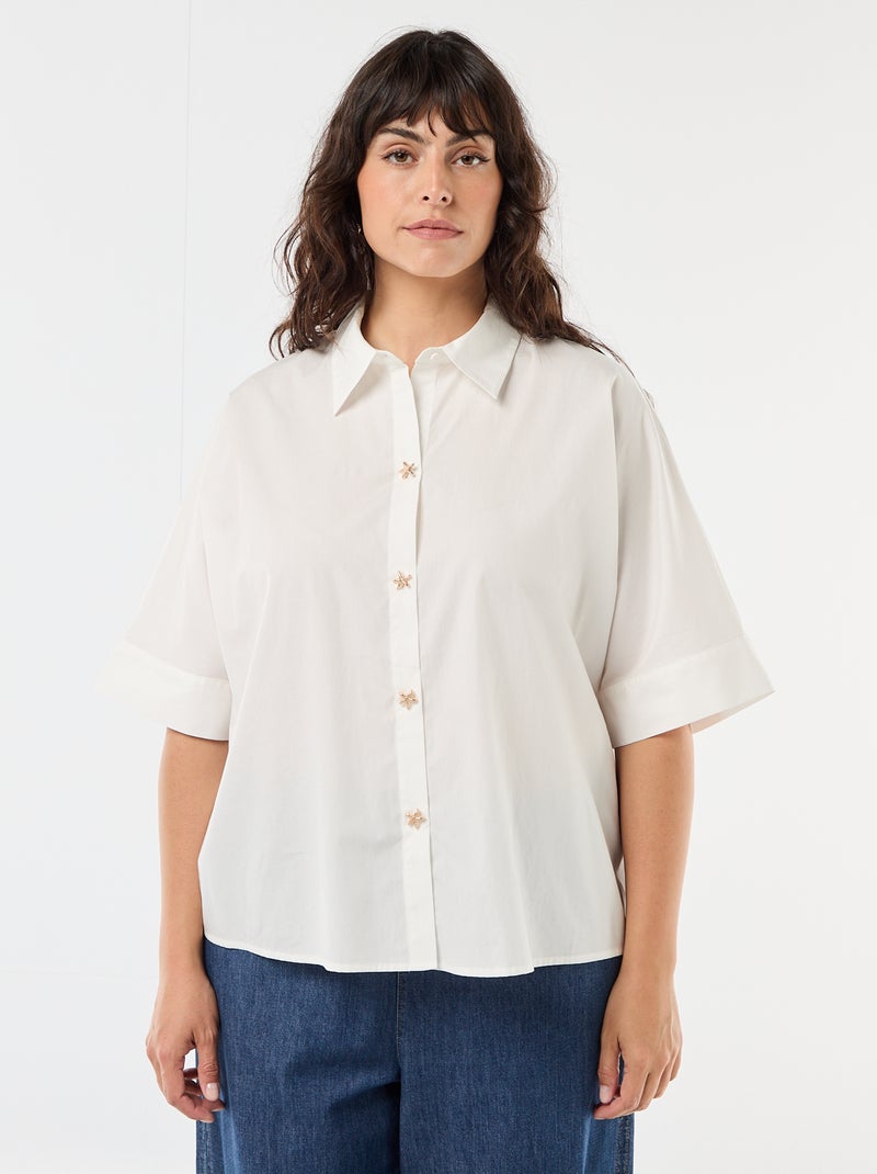 Chemise satinée avec boutons étoile de mer Blanc - Kiabi