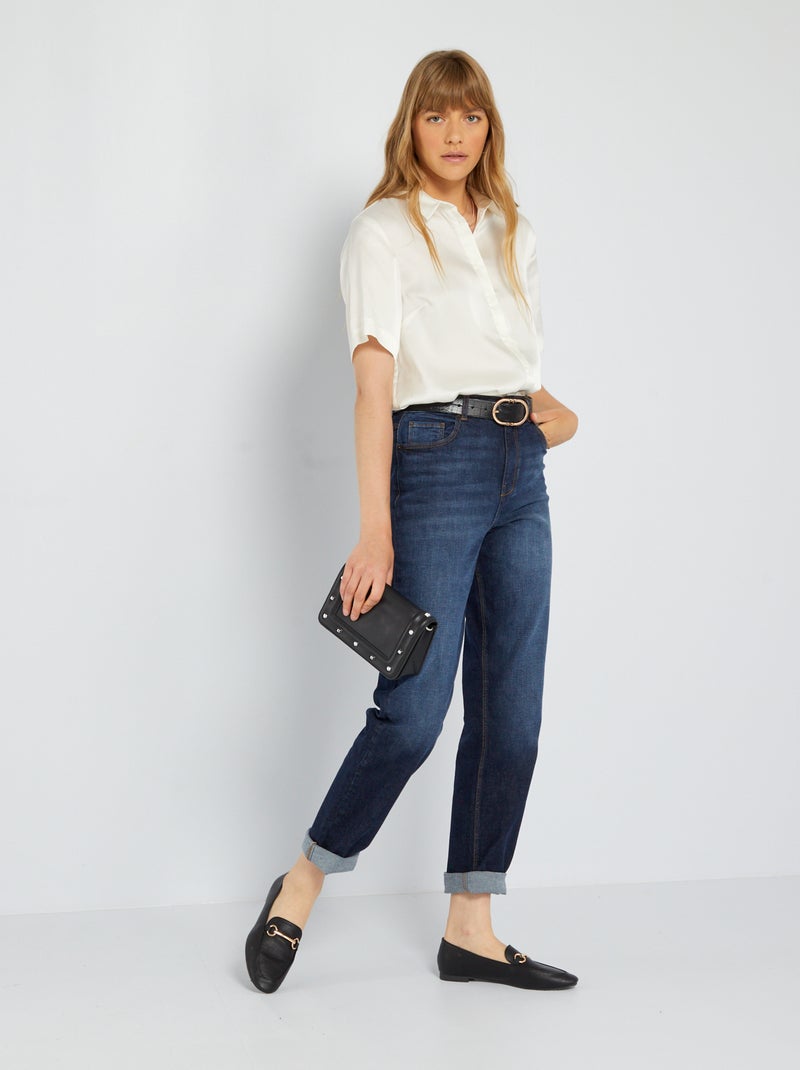 Chemise satinée manches courtes blanc - Kiabi