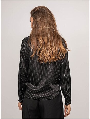 Chemise satinée rayures métallisées orona