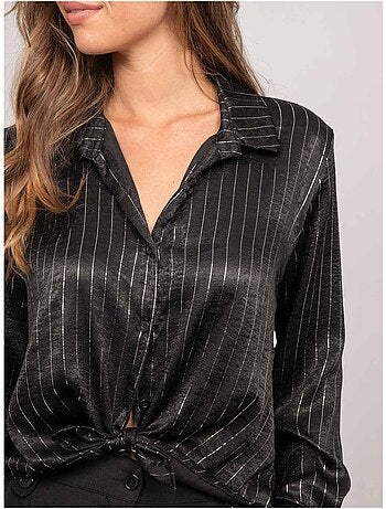 Chemise satinée rayures métallisées orona
