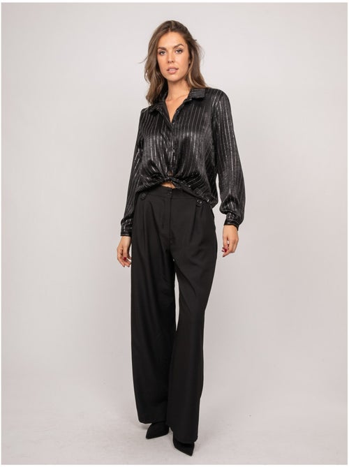 Chemise satinée rayures métallisées orona - Kiabi