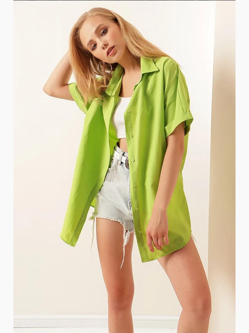 Chemise surdimensionnée à manches courtes bdart Vert tilleul - Kiabi