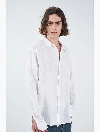 Chemise texturée à manches longues coupe décontractée giesto