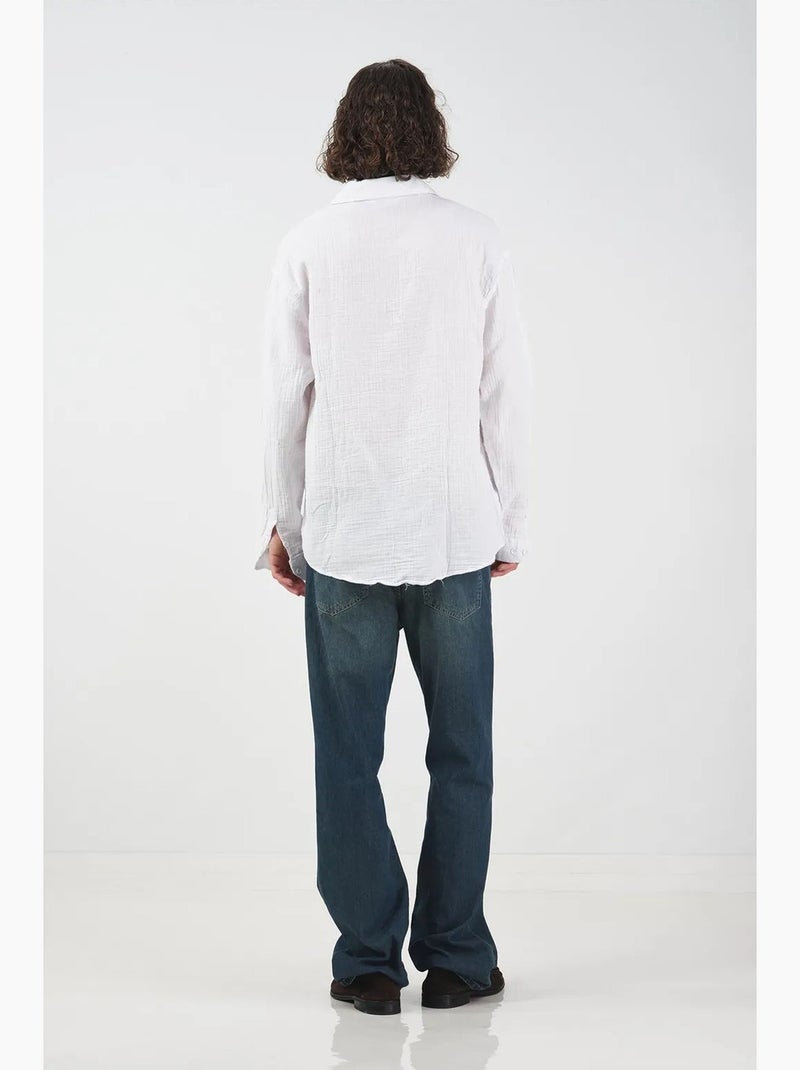Chemise texturée à manches longues coupe décontractée giesto Blanc - Kiabi