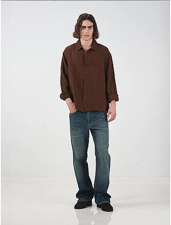 Chemise texturée tissée à manches longues et boutonnée giesto