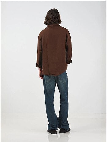 Chemise texturée tissée à manches longues et boutonnée giesto