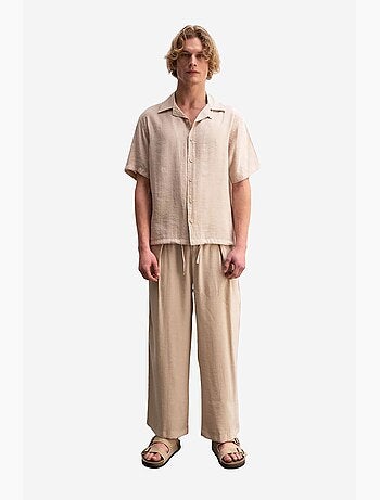 Chemise tissée à manches courtes coupe décontractée avec détail nouée giesto