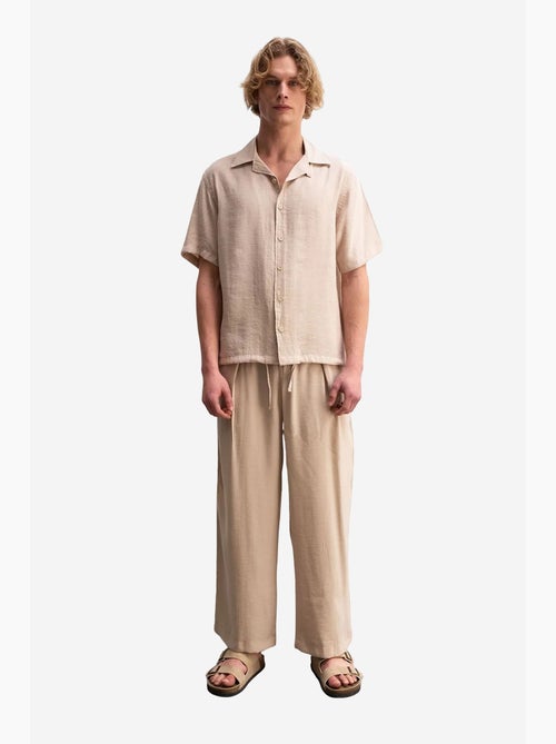 Chemise tissée à manches courtes coupe décontractée avec détail nouée giesto - Kiabi