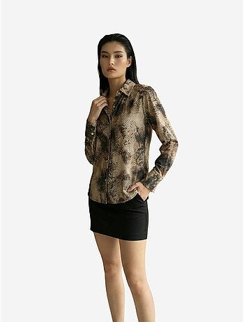 Chemise tissée en satin à imprimé serpent my fashion
