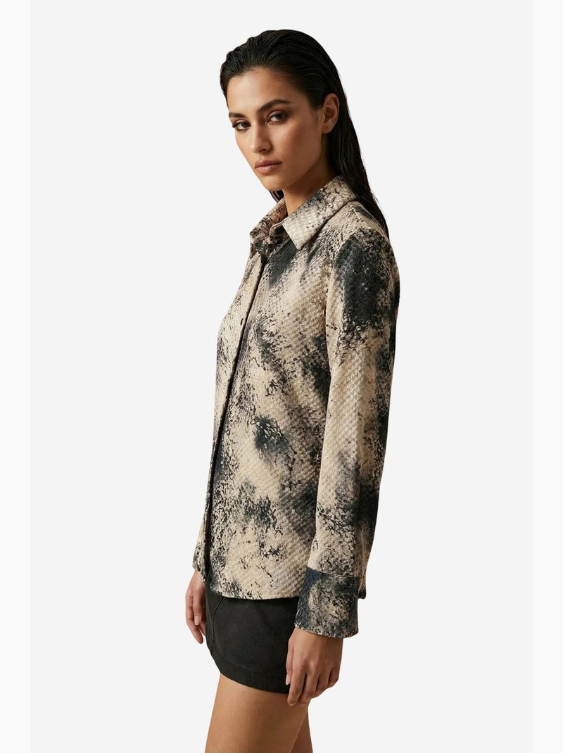 Chemise tissée en satin à imprimé serpent my fashion Taupe - Kiabi