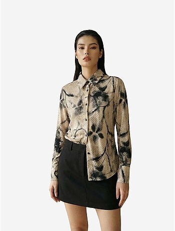 Chemise tissée en velours abstrait pour femme my fashion