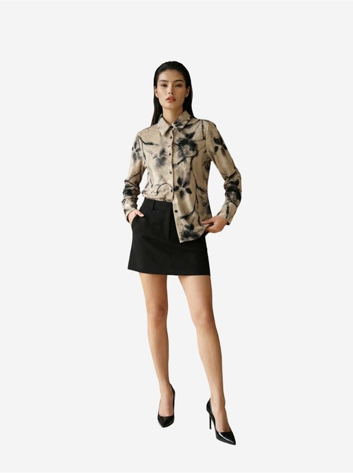 Chemise tissée en velours abstrait pour femme my fashion - Kiabi Chemise tissée en velours abstrait pour femme my fashion - Kiabi