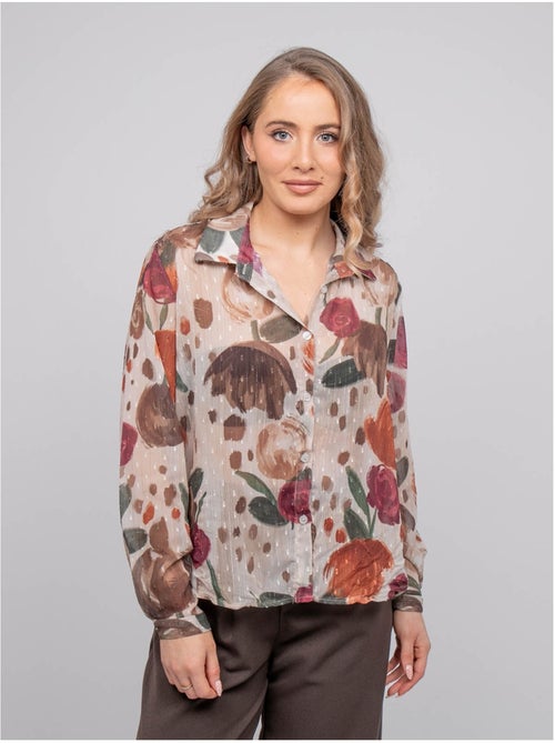 Chemise transparente motif floral oxelia - Kiabi