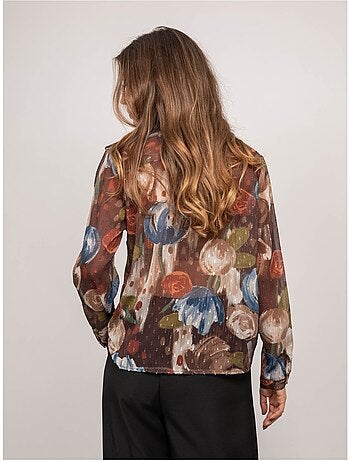 Chemise transparente motif floral oxelia