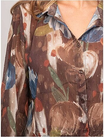 Chemise transparente motif floral oxelia