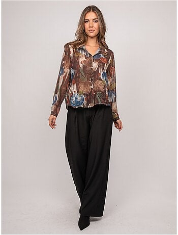 Chemise transparente motif floral oxelia