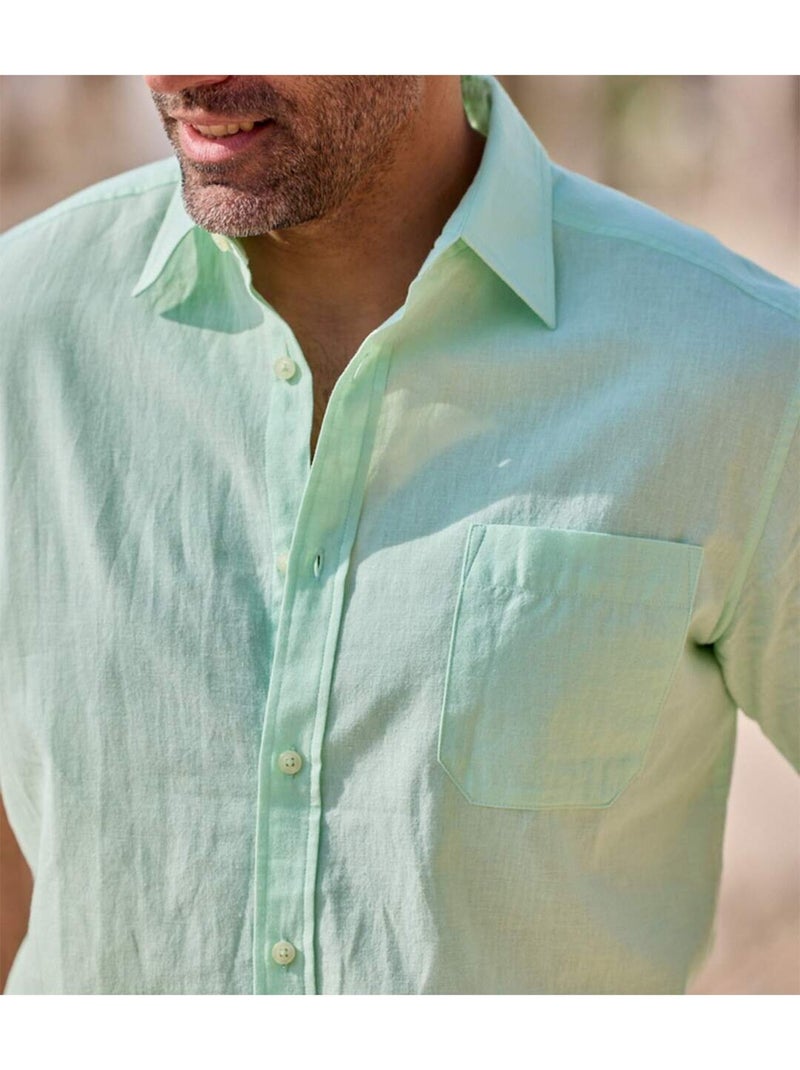 Chemise Ultra-Légère Coton et Lin  - ATLAS FOR MEN Vert - Kiabi
