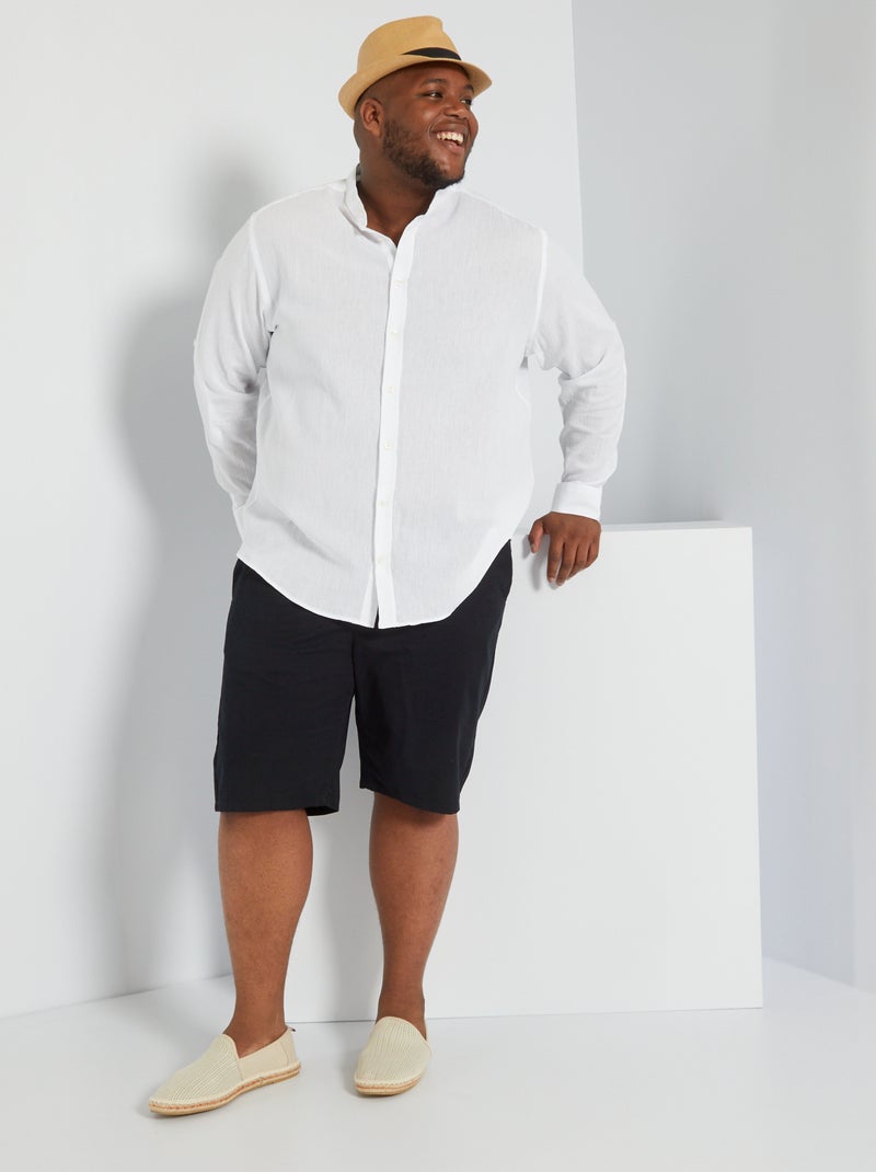 Chemise uni à col mao blanc - Kiabi